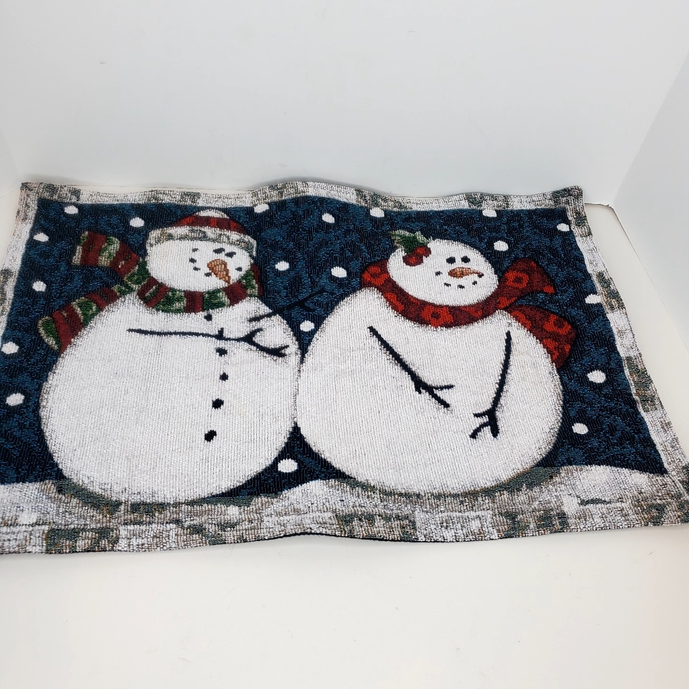 Snowmen Snowing‎ Rectangle  w/ Fabric Backing Snowman Placemat
